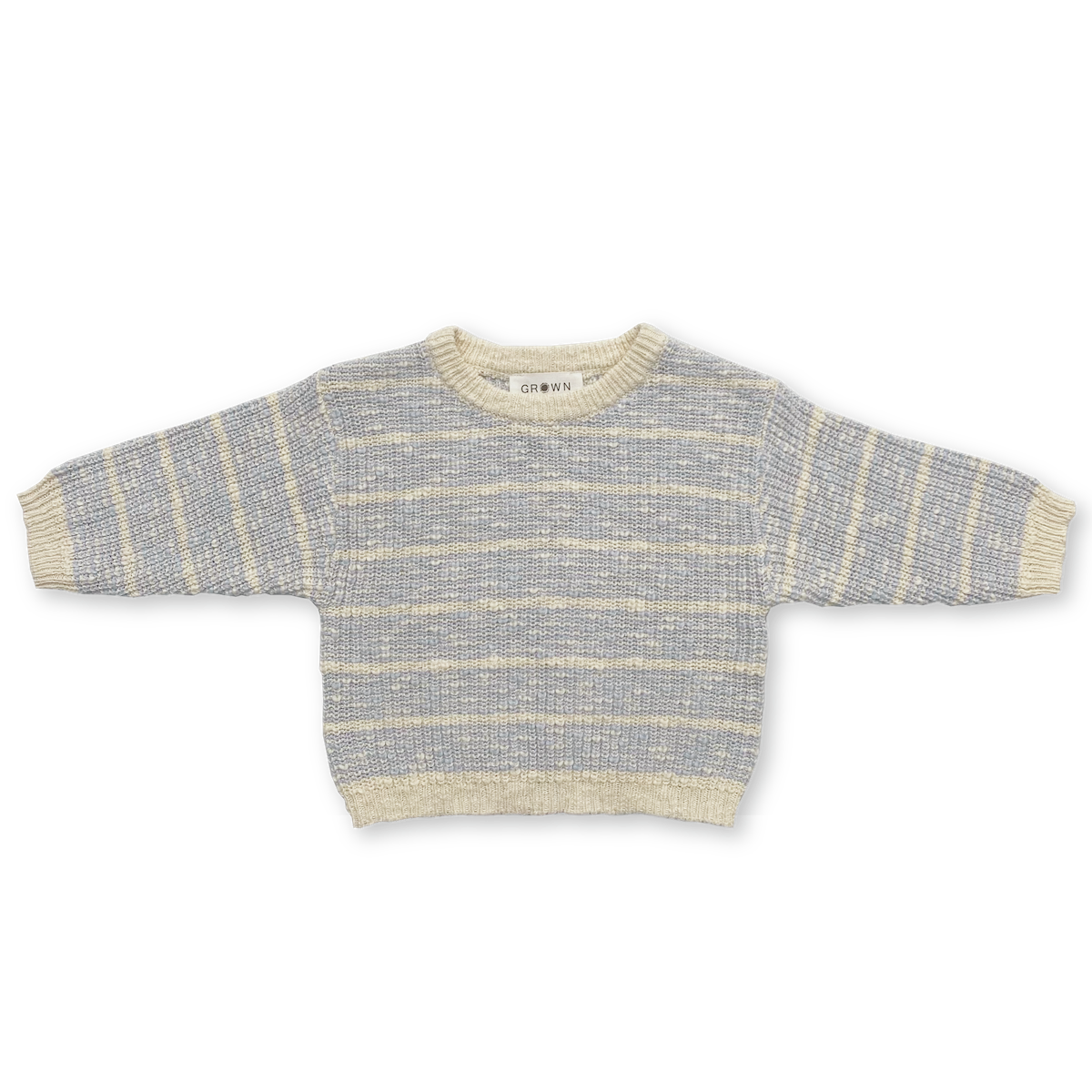 【LAST TWO】Organic Textured Rib Pull Over - Aqua/Milk
