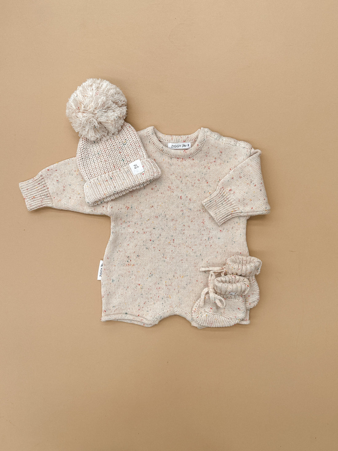 ZIGGY LOU - LONG SLEEVE PLAYSUIT | OATMEAL FLECK