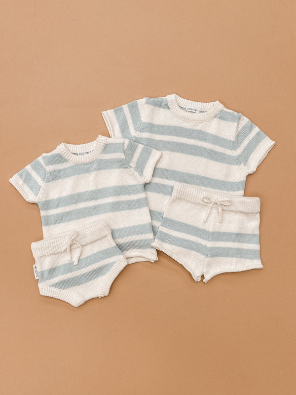 ZIGGY LOU - KNITTED TEE | CLOUD STRIPES