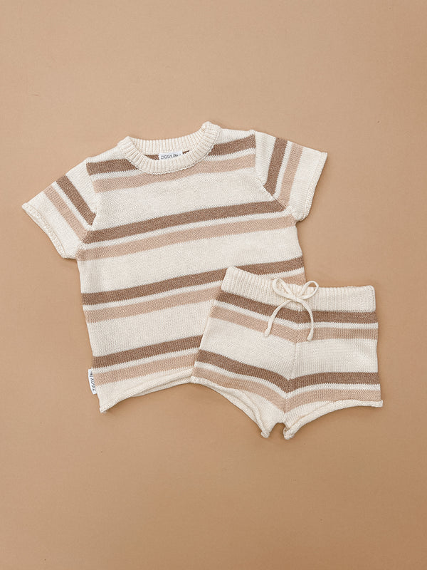 ZIGGY LOU - KNITTED TEE | CLAY STRIPES