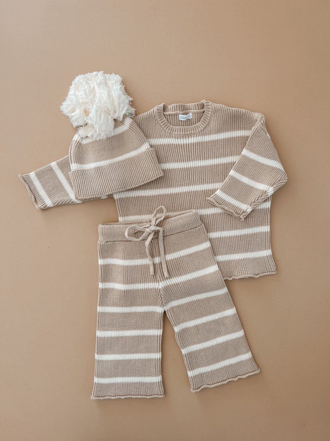 【LAST ONE】ZIGGY LOU - CROPPED PANTS | BISCUIT STRIPES RIBBED