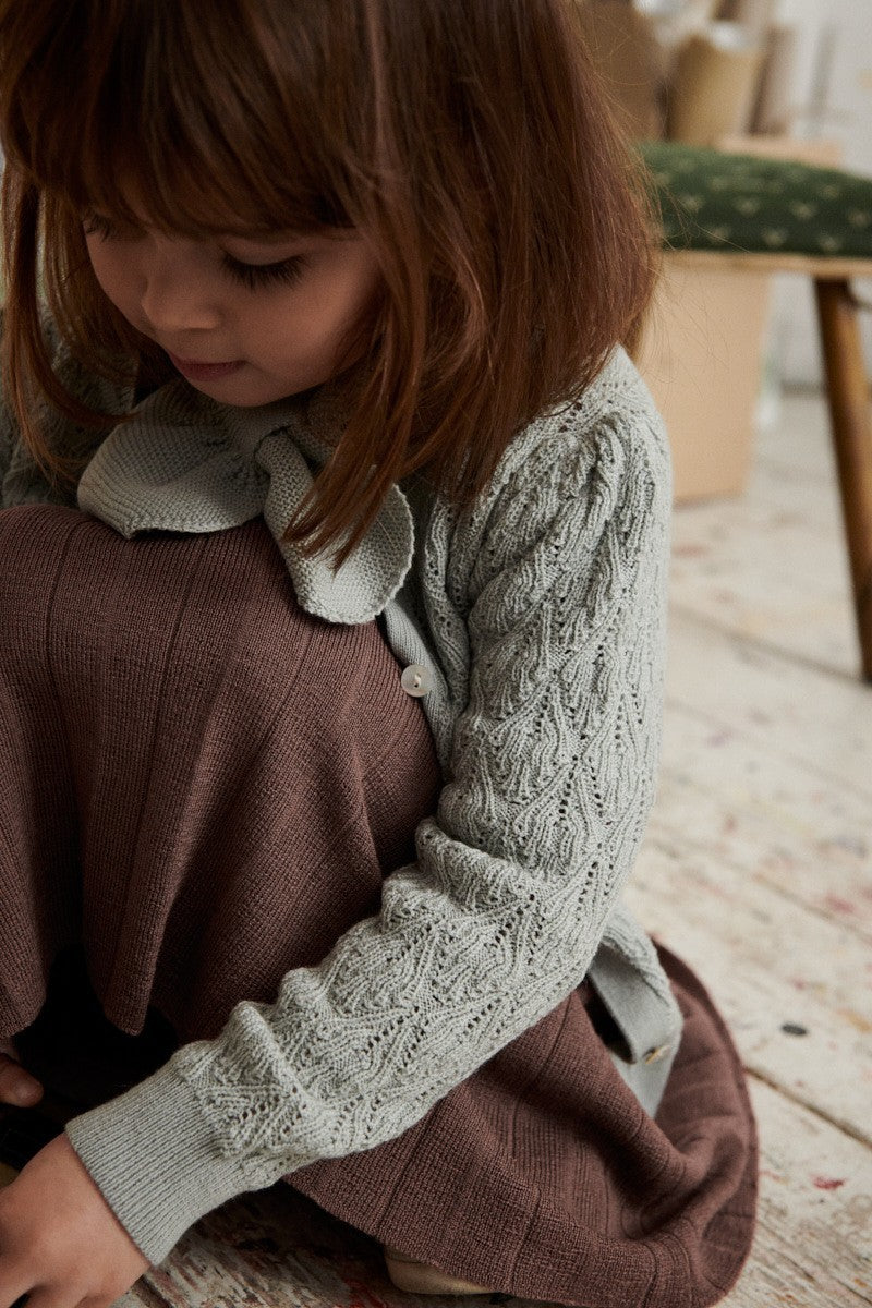 【LAST ONE】FUB - Baby Pointelle Cardigan, pale sage