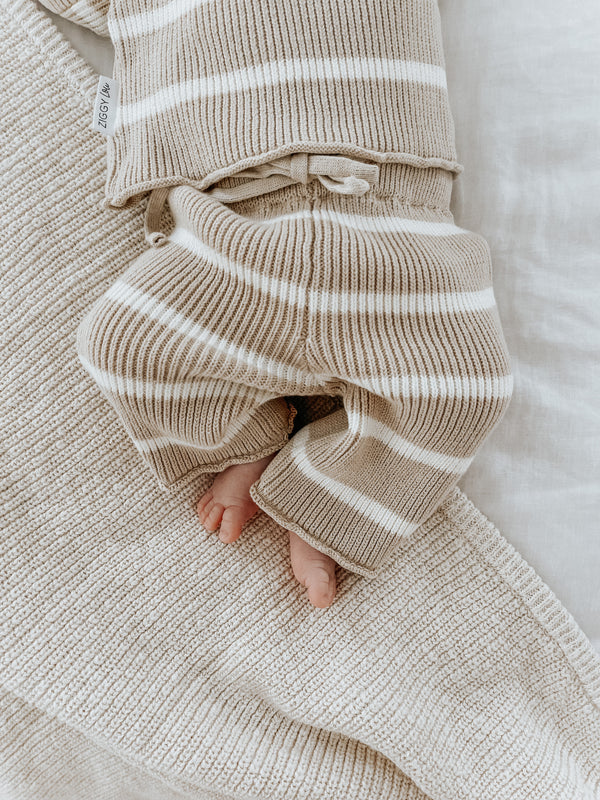 【LAST ONE】ZIGGY LOU - CROPPED PANTS | BISCUIT STRIPES RIBBED