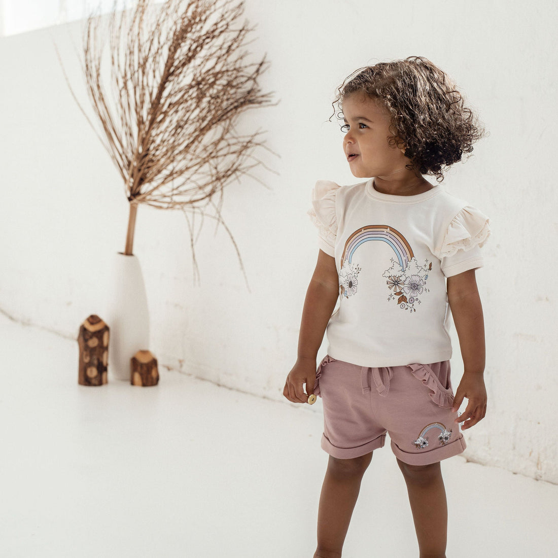 Rainbow Print Flutter Tee