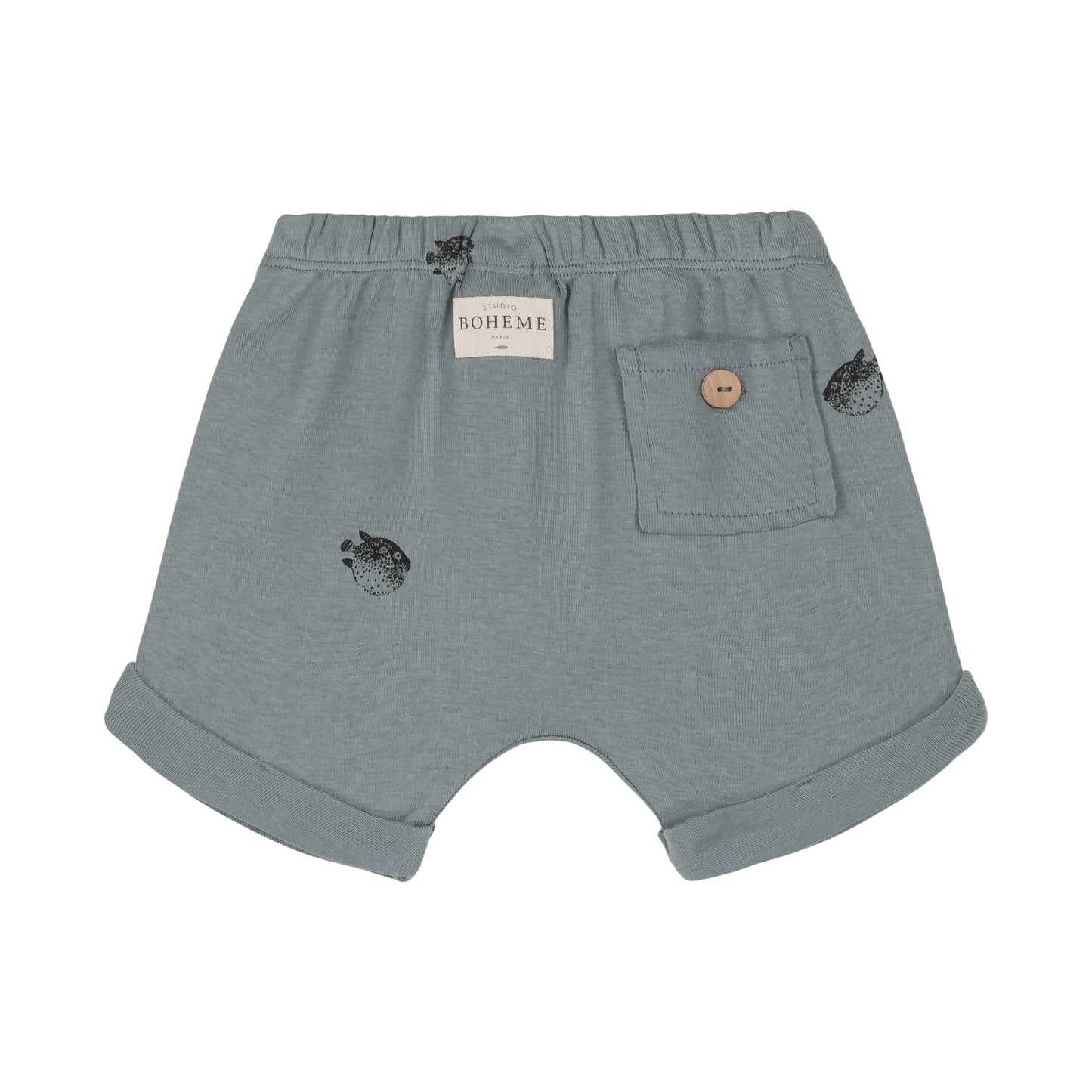 【LAST ONE】STUDIO BOHEME PARIS - SHORTS SIMON / BLEU GRIS POISSON BOULE
