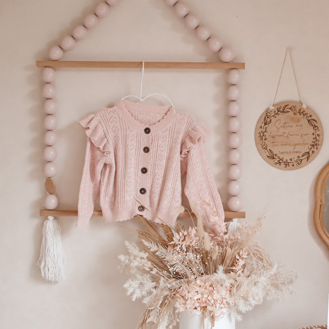 【LAST TWO】Aster & Oak - Pink Ruffle Knit Cardigan
