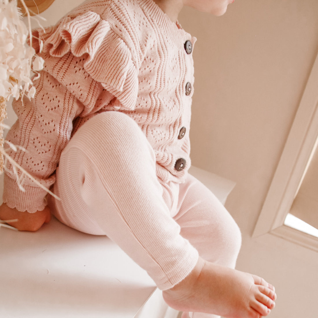 【LAST TWO】Aster & Oak - Pink Ruffle Knit Cardigan