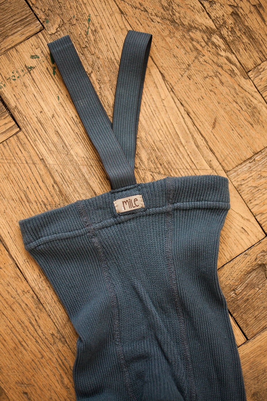 mile - steel blue tights with braces