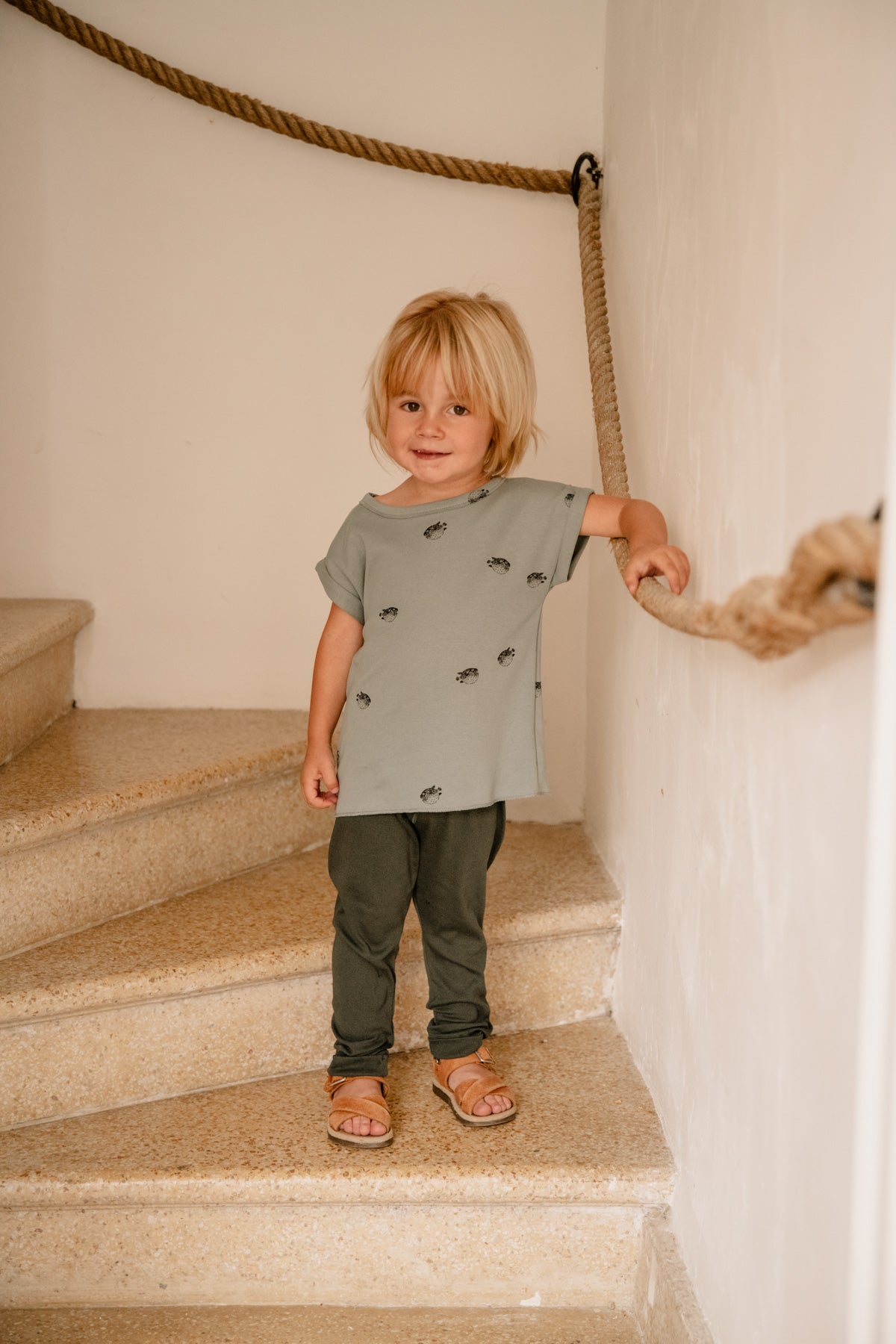【LAST ONE】STUDIO BOHEME PARIS - TSHIRT BAMA / BLEU GRIS POISSON BOULE