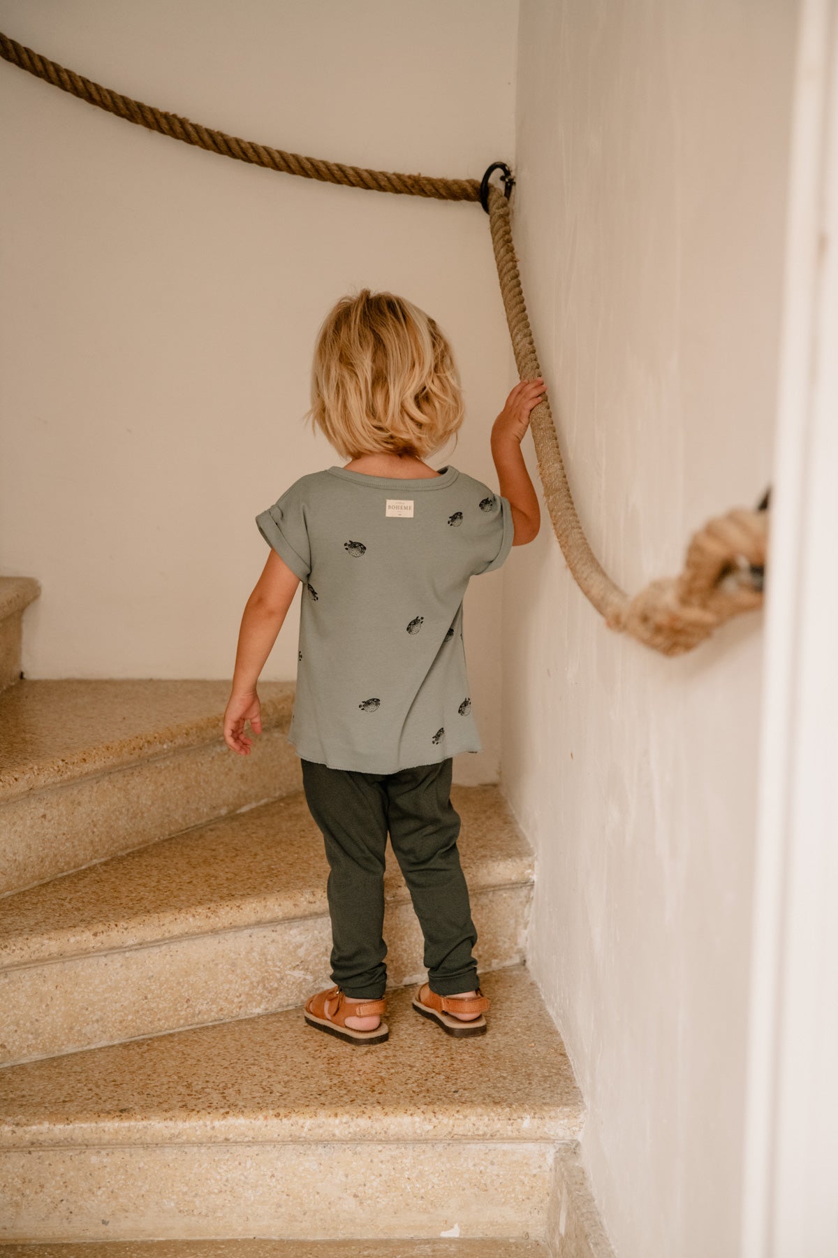 【LAST ONE】STUDIO BOHEME PARIS - TSHIRT BAMA / BLEU GRIS POISSON BOULE