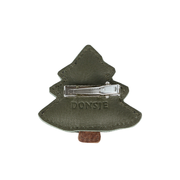 【LAST TWO】Wonda Hairclip | Christmas Tree | Olive Leather