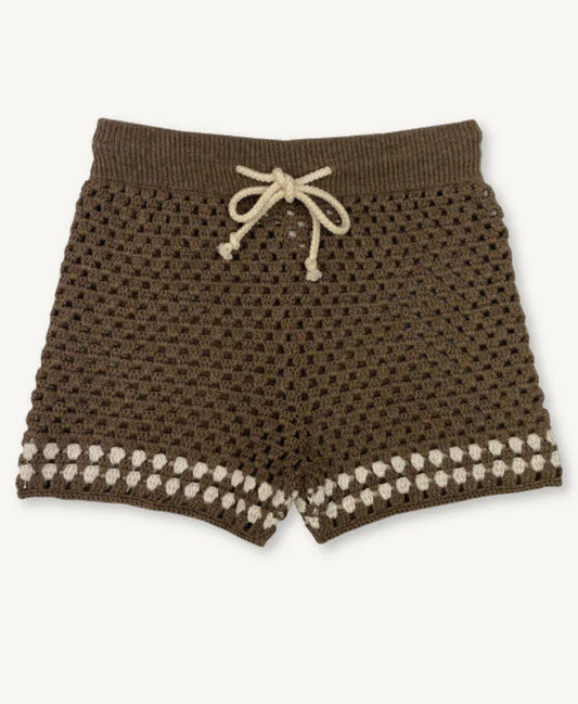 Hand Crochet Shorts - Mud