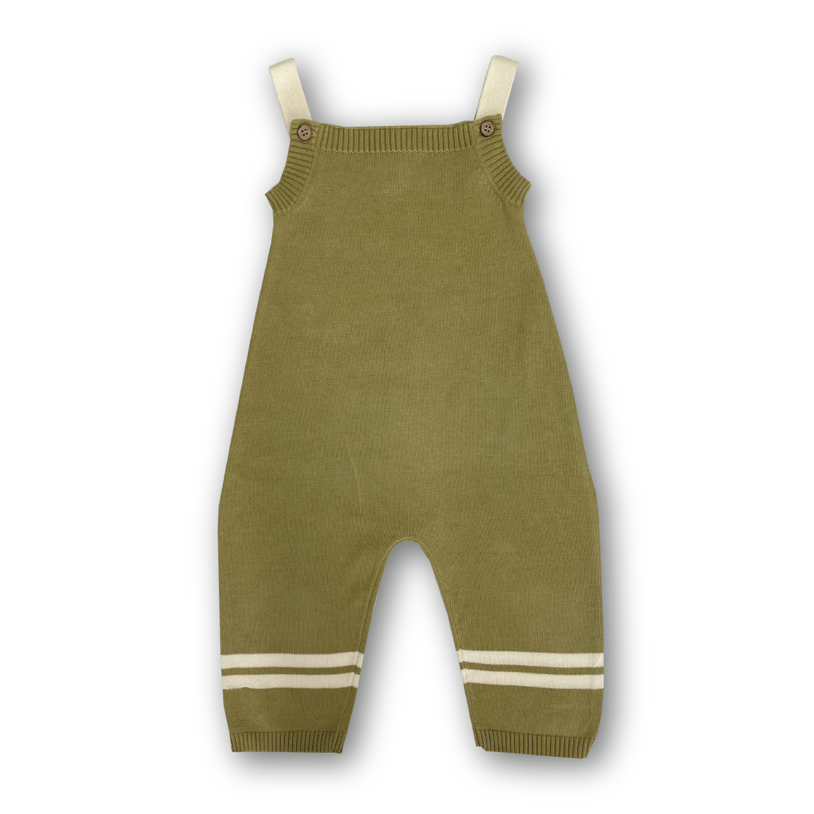 Knitted Stripe Overalls - Sage