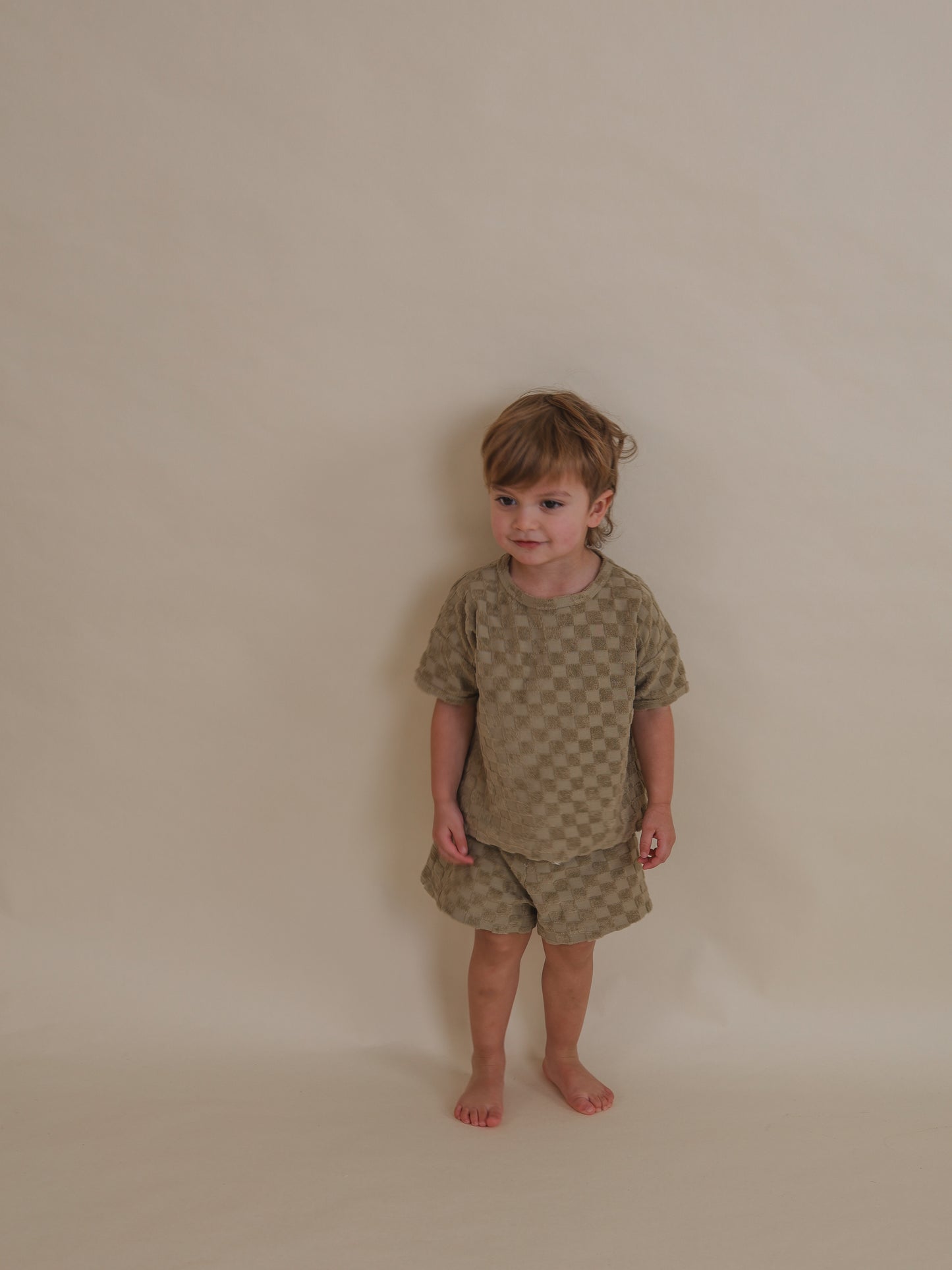 Dusky Checkboard Terry Boxy T-Shirt
