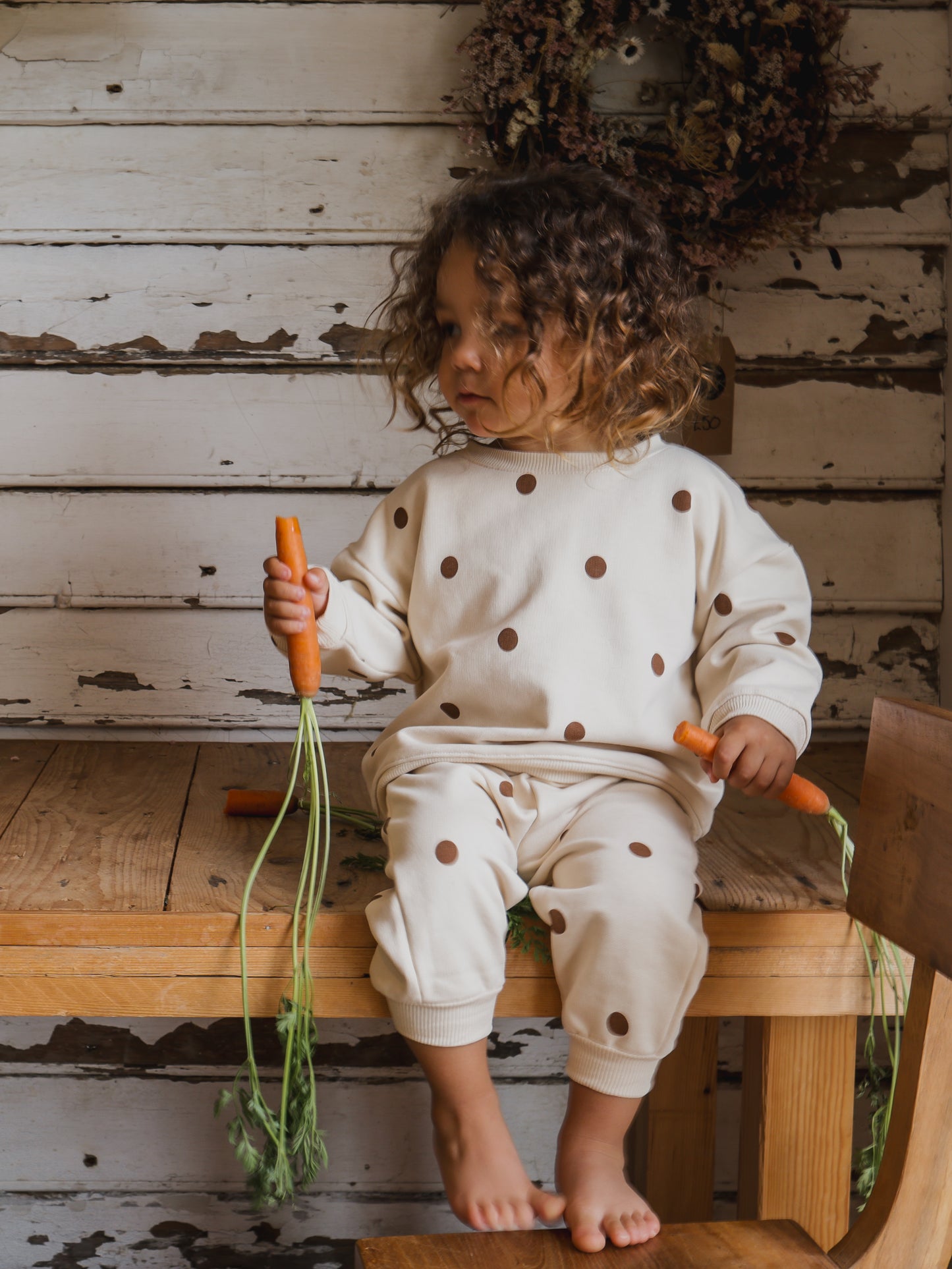 【LAST TWO】Undyed Cotton Dots Sweatshirt