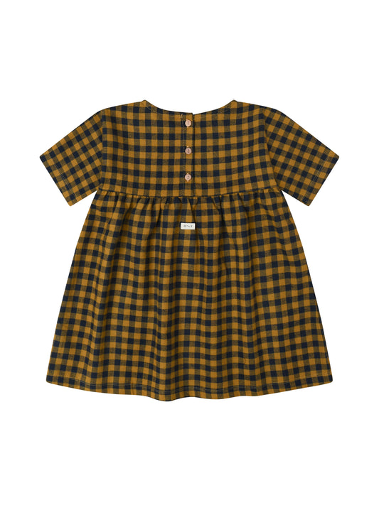 Blueberry Gingham Gather Dress