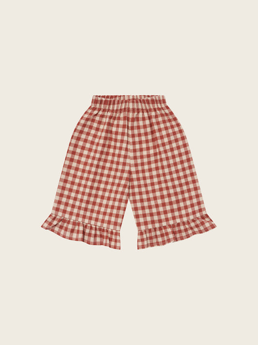 【LAST ONE】Paprika Gingham Frill Culottes