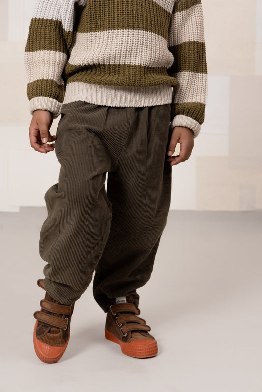PANTALON CARROTT CORDEROY TAUPE FONC
