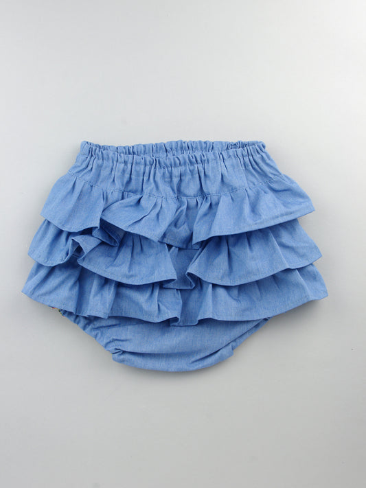 【LAST ONE】mimipoupons - Denim Light Blue Frill Pants