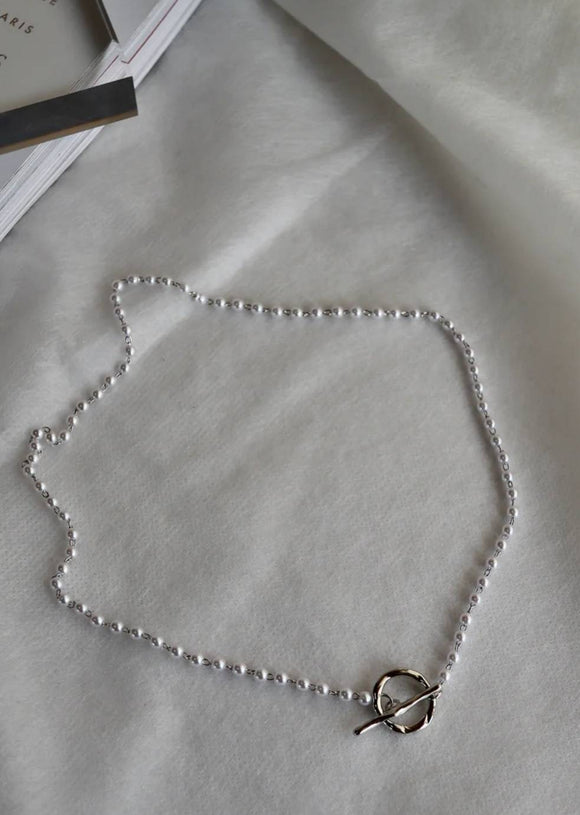 lock chain pearl necklace