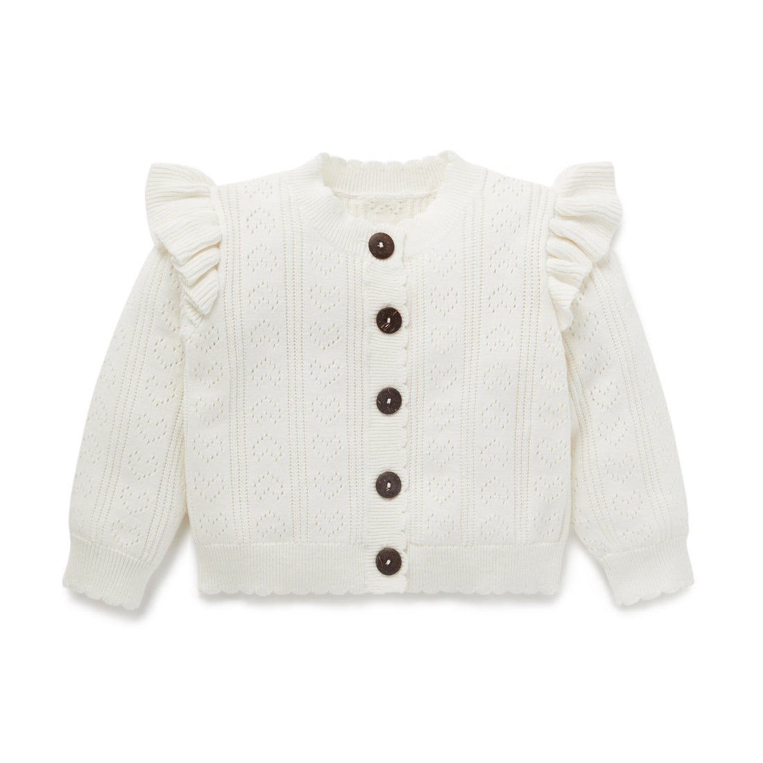 【LAST ONE】Aster & Oak - Off-White Ruffle Knit Cardigan