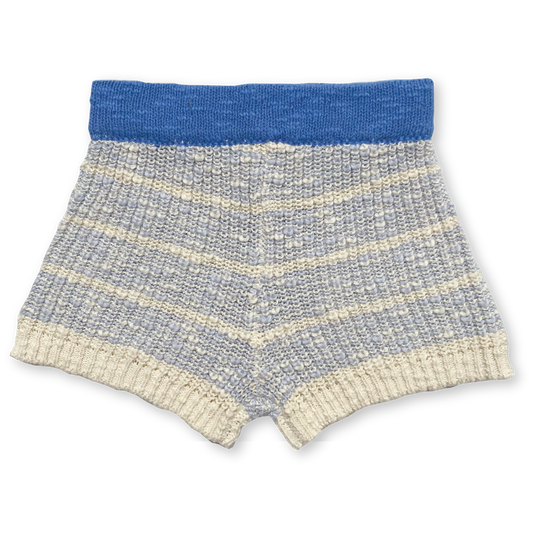 【LAST ONE】Organic Textured Rib Shorts - Aqua/Milk