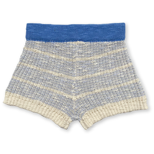 Organic Textured Rib Shorts - Aqua/Milk