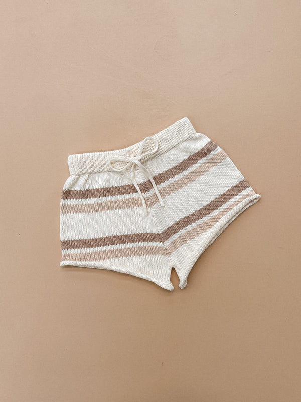 ZIGGY LOU - KNITTED SHORTS | CLAY STRIPES