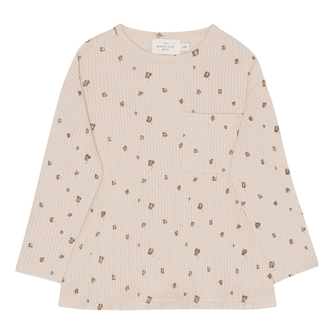 MONSIEUR MINI - Mini chocolate AOP L/S tshirt