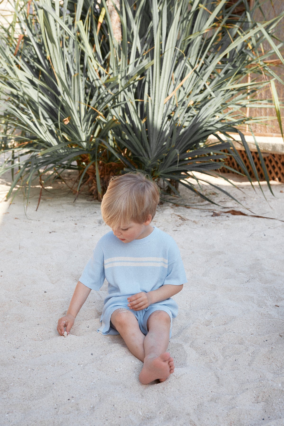 【LAST ONE】Ribbed Hemp Tee - Aqua