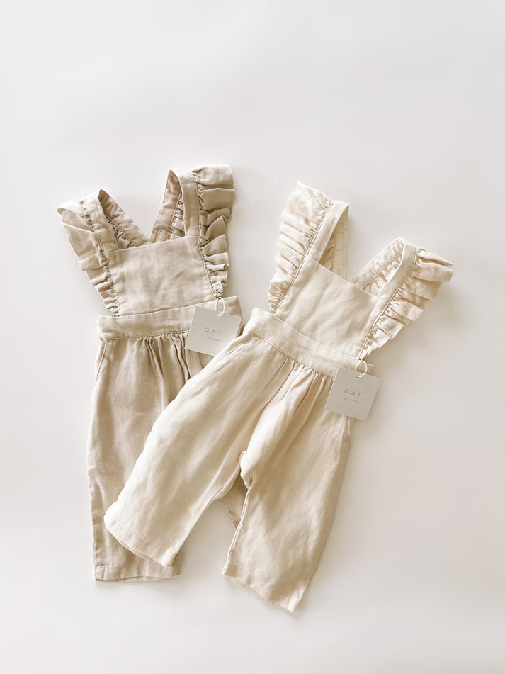 Linen Flutter Sleeve Jumpsuit - Vanilla